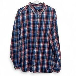 Daniel Cremieux Casual Plaid Shirt - Navy and Red